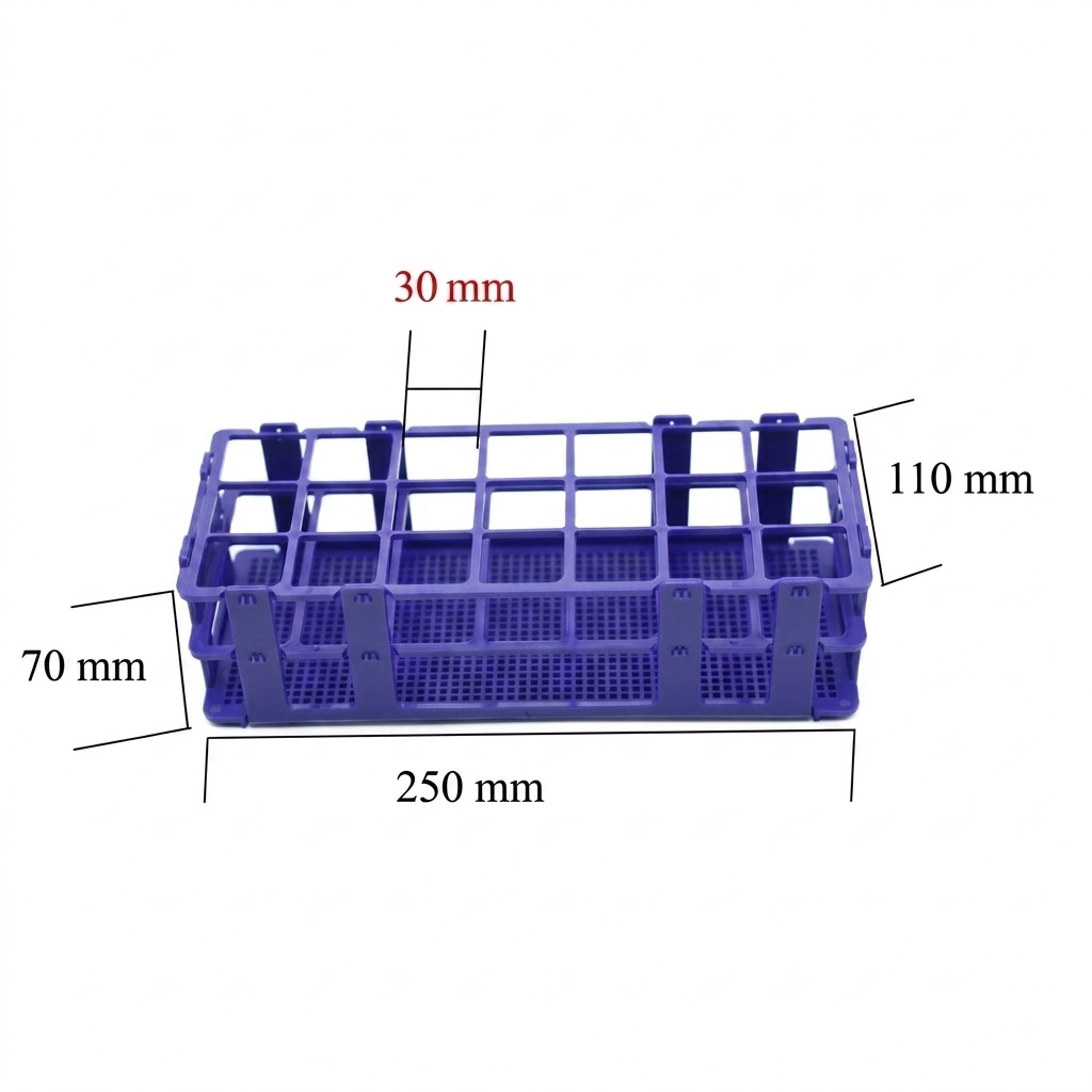 GRADILLA PLASTICA PARA TUBO ENSAYO 30 mm.Ø Cap. 21 Pts. AUTOCLAVABLE, LSVERDE/USA #LV2030Cod: ML-GRATUE3077 - Imagen 2